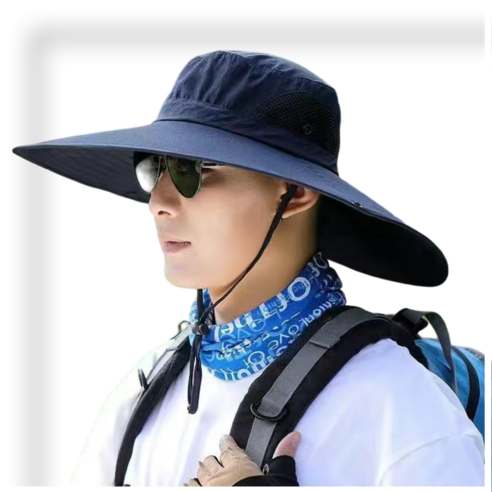 [디어제이] 시원한 메쉬 사파리 모자 생활 방수 작업 모자 DJ-K7, 네이비