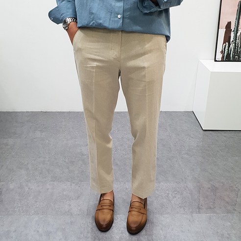 구스마켓 남자 클래식 일자핏 린넨 면 슬랙스 (5color)