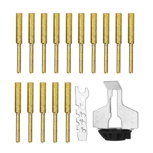체인톱날연마기 야스리 연삭기 15 다이아몬드 코팅 원통형 버 세트 44855 톱 숫돌 파일 체인 조각 연마 그, 1개, 02 15pcs 4.8mm Set 2