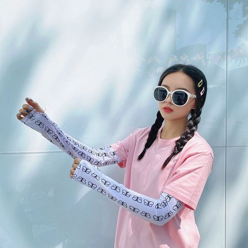 ZZJJC 프린트 캐릭터 쿨토시 선블라우스 여 아웃도어 드라이빙 아암 쿨토시, 업그레이드 아이스(흰 바탕에 호란)나비)