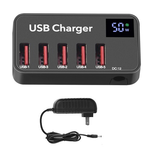 5포트 50W USB PD 급속충전 미니 USB 충전기 허브 급속충전 스테이션 휴대폰 태블릿 PC용 LED 내장 범용, unserviceable, useless