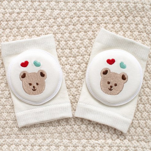 멀티포 유아용 자수 이중 무릎 보호대 메쉬 여아 남아 무릎보호, 1세트, 하트베어