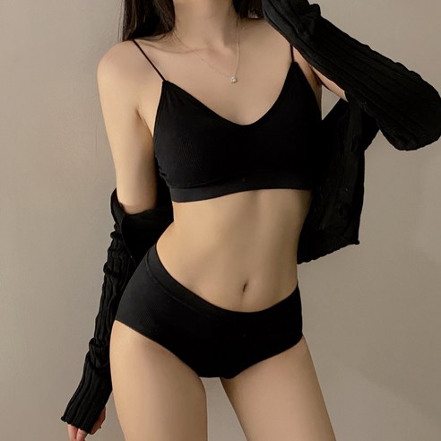 라블라네 골지 노와이어 브라 팬티 브라렛 세트