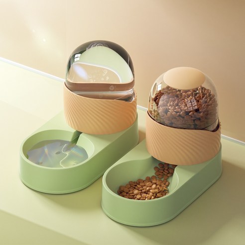 스마트 반려동물 고양이 강아지 자동 급식기 자동급수기4000ML, 그린오렌지, 그린오렌지, 1개