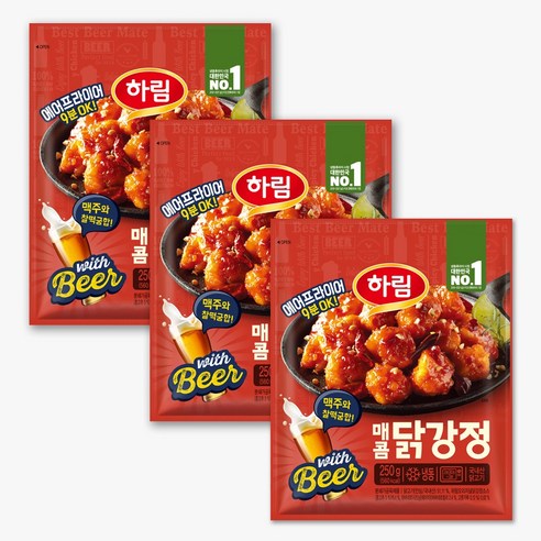하림 매콤닭강정 250g 3봉, 3개