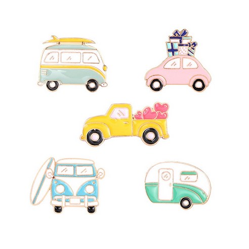 5 PCS 에나멜 핀 세트 귀여운 만화 자동차 브로치 옷깃 핀 배낭 옷 재킷 DIY 액세서리