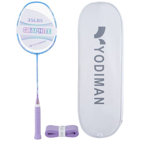 YODIMAN 배드민턴 라켓 풀 카본 5U 초경량 남녀 프로급, 1개, 라일락바이올렛