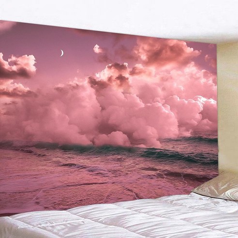 패브릭포스터 핑크 별 구름 간략하다 침실 인테리어 소품 침실 장식 그림, 색상 5