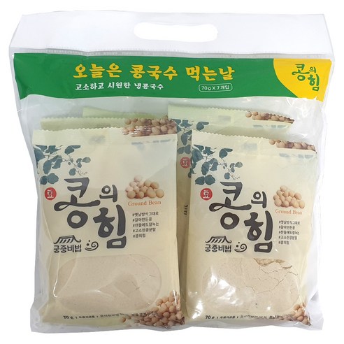 찬물에도 잘 녹는 콩국수용 콩가루 콩의힘 1셋트 70g x 7개 구성, 490g, 1세트