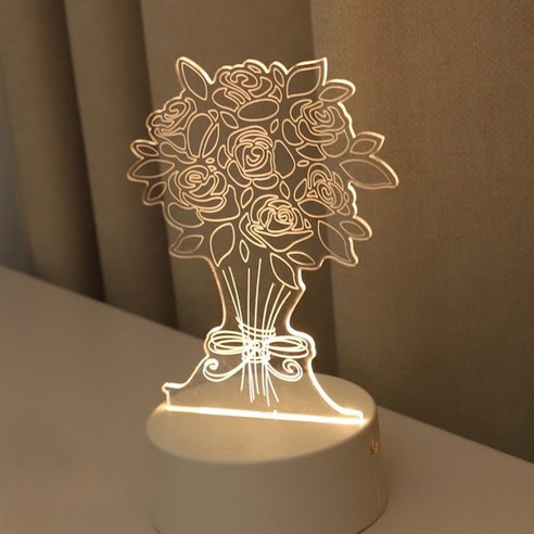 [8무드] LED 감성 무선 건전지 USB 무드등, 장미 꽃다발 무드등 조명