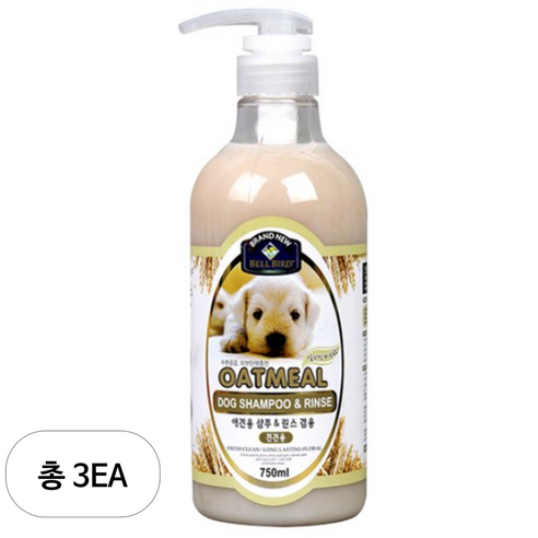 벨버드 오트밀 반려견 샴푸 & 린스 겸용, 750ml, 3개