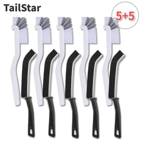 5+5 테일스타 틈새솔 틈새브러쉬 다용도 L자 직각솔 청소솔 만능 브러쉬, 화이트, 블랙, 1세트