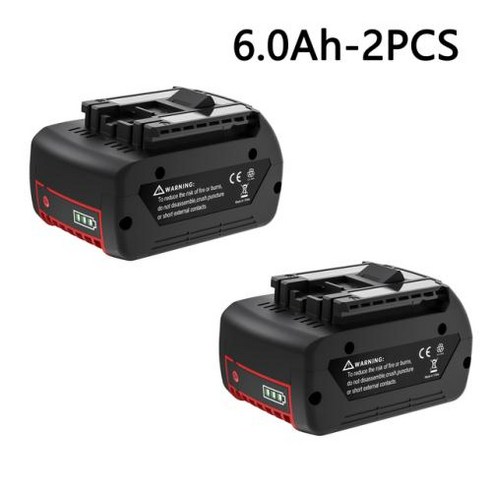 보쉬 전문 도구용 충전식 교체 리튬 이온 배터리 BAT609 BAT610 BAT618 PCB GSB 18V 6Ah, [02] 2 battery, 2) 2 battery, 2 battery