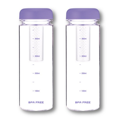 위드 국산 눈금물병 차거름망 트라이탄 티보틀 컬러캡, 퍼플, 500ml, 2개