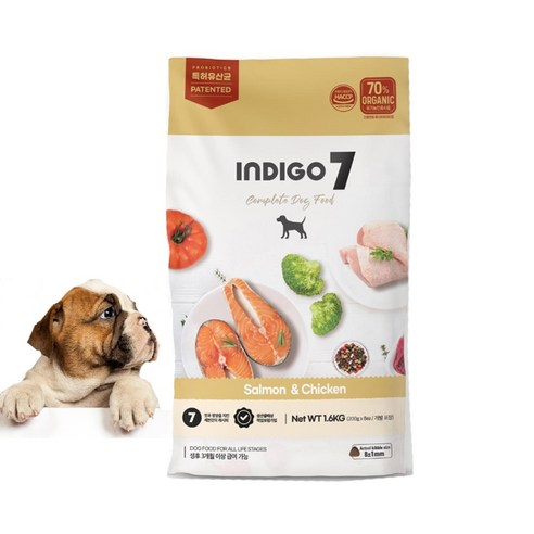 인디고7 강아지 유기농 사료 연어&치킨5.2kg