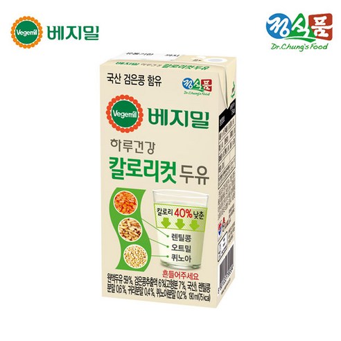 베지밀 하루건강 칼로리컷 두유, 190ml, 64개