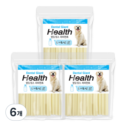 인터펫코리아 강아지 덴탈헬스 플러스 자이언트 껌, 요거트맛, 260g, 6개