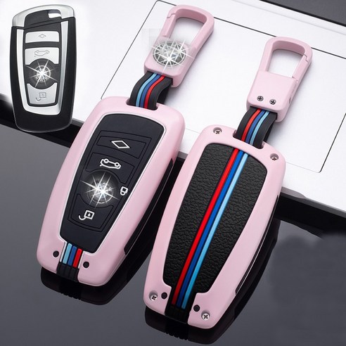 baina BMW키 케이스 X1 X3 X4 X5 X6 F10 F30 G01 G02 G20 G30 스마트 키 체인 키 케이스에 적합, {"모델":"A형4개의 버튼"}, 아연 합금 핑크