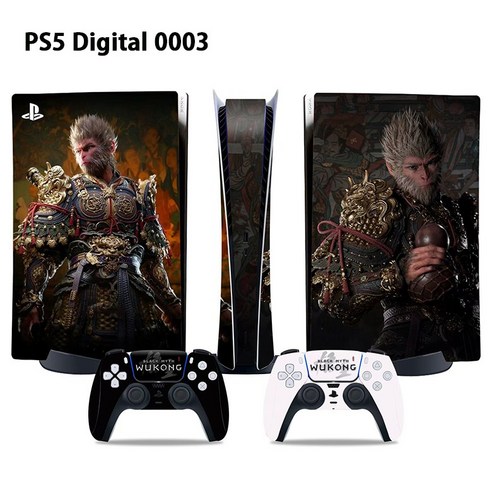 PS5 / PS5 Slim 검은신화 오공 스티커 콘솔 + 컨트롤러 스티커, 2세트, PS5 Digital 0003