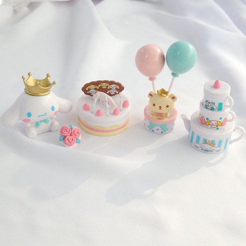 (캐릭터선택) 시나모롤 생일파티 피규어 세트 산리오 캐릭터 미니어쳐 데코덴 DIY 탑꾸 꾸미기, 1세트