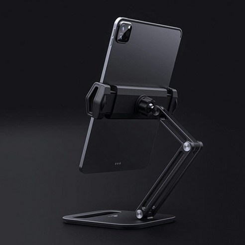 [SW] 접이식 태블릿 스탠드 3 축 디자인 멀티 앵글 조절 태블릿 지원 데스크탑 알루미늄 핸즈프리 핸드폰 홀더, 폴란드|Black