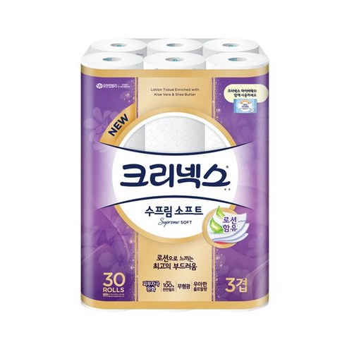 크리넥스 수프림소프트 30m X 30롤 X 1팩 롤화장지, 1개