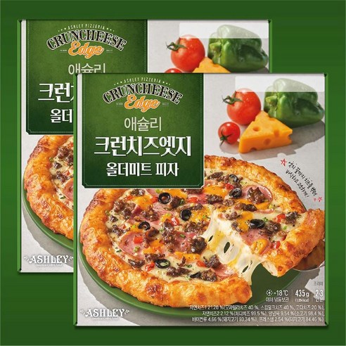 애슐리 크런치즈엣지 올더미트 피자, 2개, 435g