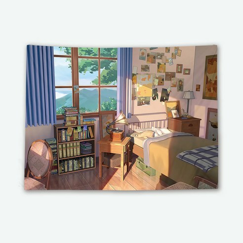 패브릭포스터 현관 거실 그림 R1721 벽면 장식화 창밖의 경치 분위기 장식품 큐티 침실 장식 그림, 색상 3