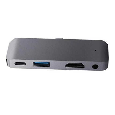 2x Type-C 독 스테이션 USB-C-HDMI 멀티 충전기 허브 어댑터(iPad Pro용), 95x30x10mm, 알루미늄 합금, 회색