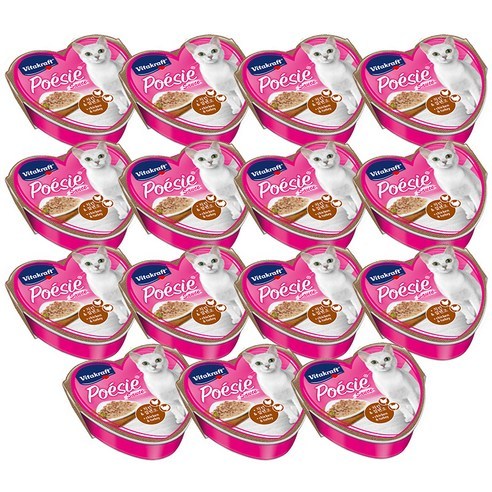 비타크래프트 성묘용 포에시 하트캔 고양이 주식 파우치, 치킨 + 칠면조, 85g