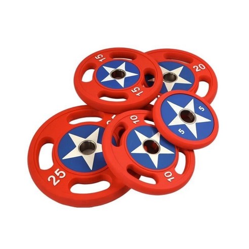 희우스포츠 중량원판 중량바벨 방패원판 3홀원판 50mm용, 우레탄원판, 2개, 10kg