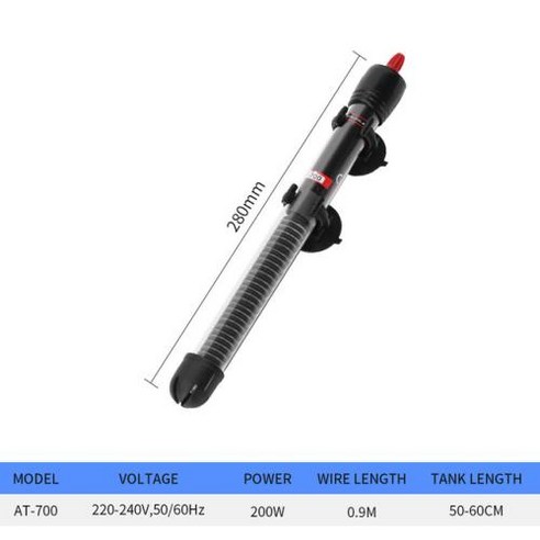 시즈항온기 조절기 스마트 수조 수족관 어항 수족관 잠수정 어항 조절식 온수기 항온 가열 로드 25W 50W 100W 200W 300W EU/US 플러그, AT-700 200W_EU-220V, 1개