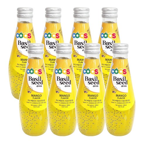 쿠스 바질씨드 드링크 망고향, 290ml, 8개