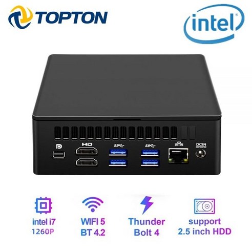 Topton 12 세대 인텔 i7 i5 NUC 게임용 미니 PC 8K HTPC 4x 화면, CHINA, No Ram No HD No WiFi