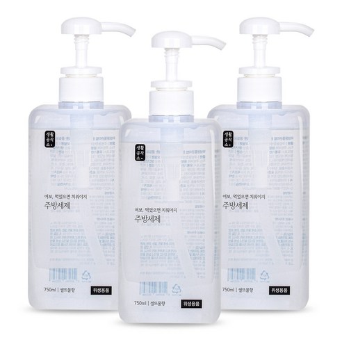 생활공작소 쌀뜨물 주방세제, 750ml, 3개