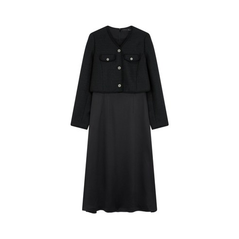 g-cut 트위드 자켓 레이어드 새틴 원피스 (7254137104)