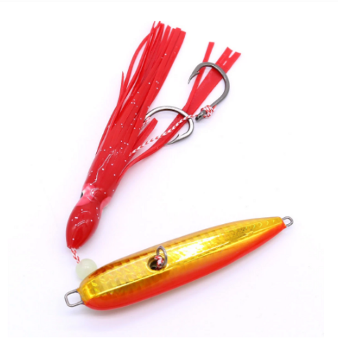 Inchiku Jig Slow Jig Bottom Ship Lures Metal and Octopus Skirt With Assist Hook 1pc 40g 60g 80g Squi, 150g, 옐로우