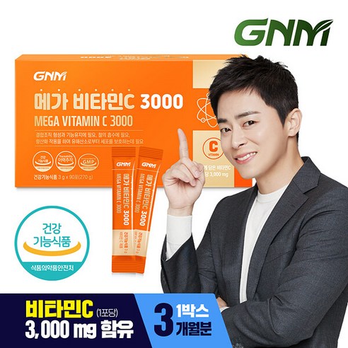 [총 3개월분] GNM 메가 비타민C 3000 90포 X 1박스 / 비타민씨 분말 가루, 단일속성, 2개