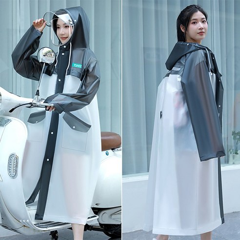 코지위크 프리미엄 챙모자 다회용 EVA 패션 레인코트 우비 A11, 2XL, 블랙, 1개