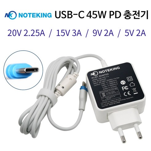 노트킹 LG 그램 2in1 14T90N 14TD90N 노트북용 USB TYPE-C타입 고속 충전기 어댑터, PD-NK4520C