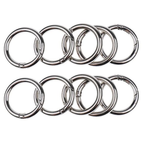 10Pcs 30mm 야외 라운드 Carabiner 캠핑 스프링 스냅 클립 후크 버클, 실버, 아연 합금