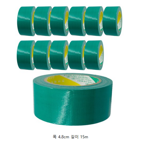 코랙코리아 청테이프 48mm x 15m, Green, 12개