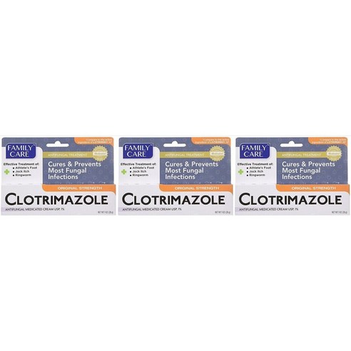   Family Care Clotrimazole Anti Fungal Cream 패밀리 케어 클로트리마졸 안티펑걸 크림 3개 @미국직구, 28g x 3개