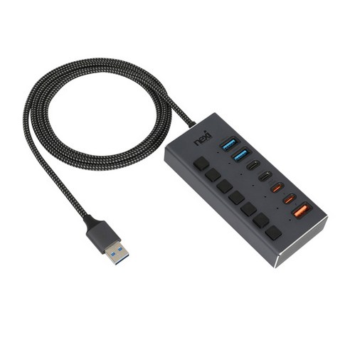 넥시 NX-UH307-22AC-PD USB3.0 허브 7포트(A타입2개/C타입2개/충전포트3개) 개별전원 / NX1411 nx1111 Best Top5