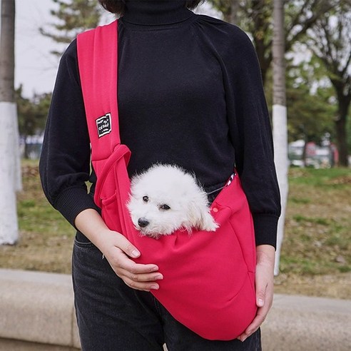 웨버몰 반려동물 슬링백 크로스백 반려동물 포대기 이동가방, 1개, 레드