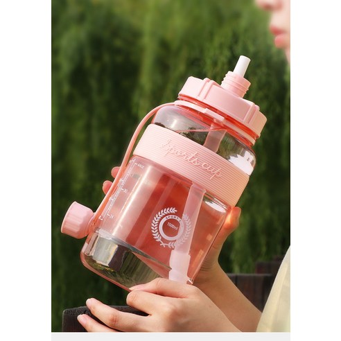 MEIISEO대용량 스포츠 물통 다기능 물병 휴대용 스포츠 물통 대용량 보온병, 600ML, 분홍색