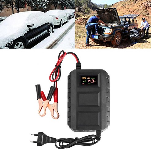 점프스타터 대형 전기 자동차 LCD 디스플레이 지능형 납산 배터리 전원 충전기 오토바이 리튬 충전 12V 20A, 04 EU 2pcs