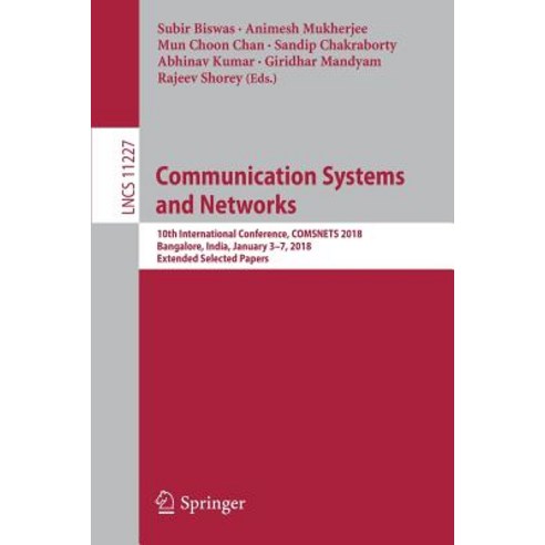 (영문도서) Communication Systems and Networks: 10th International Conference Comsnets 2018 Bangalore ... Paperback, Springer, English, 9783030106584