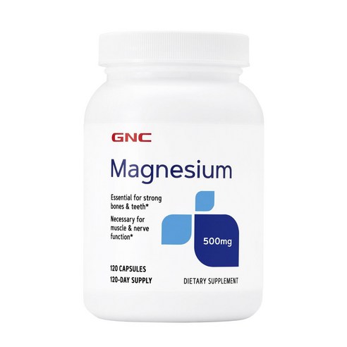 GNC 마그네슘 500mg 글루텐 프리 무설탕 캡슐, 120정, 2개