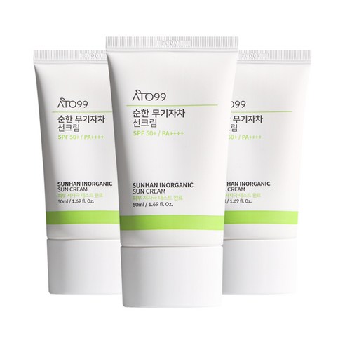 아토99 순한 무기자차 선크림 SPF 50+ PA++++, 50ml, 3개